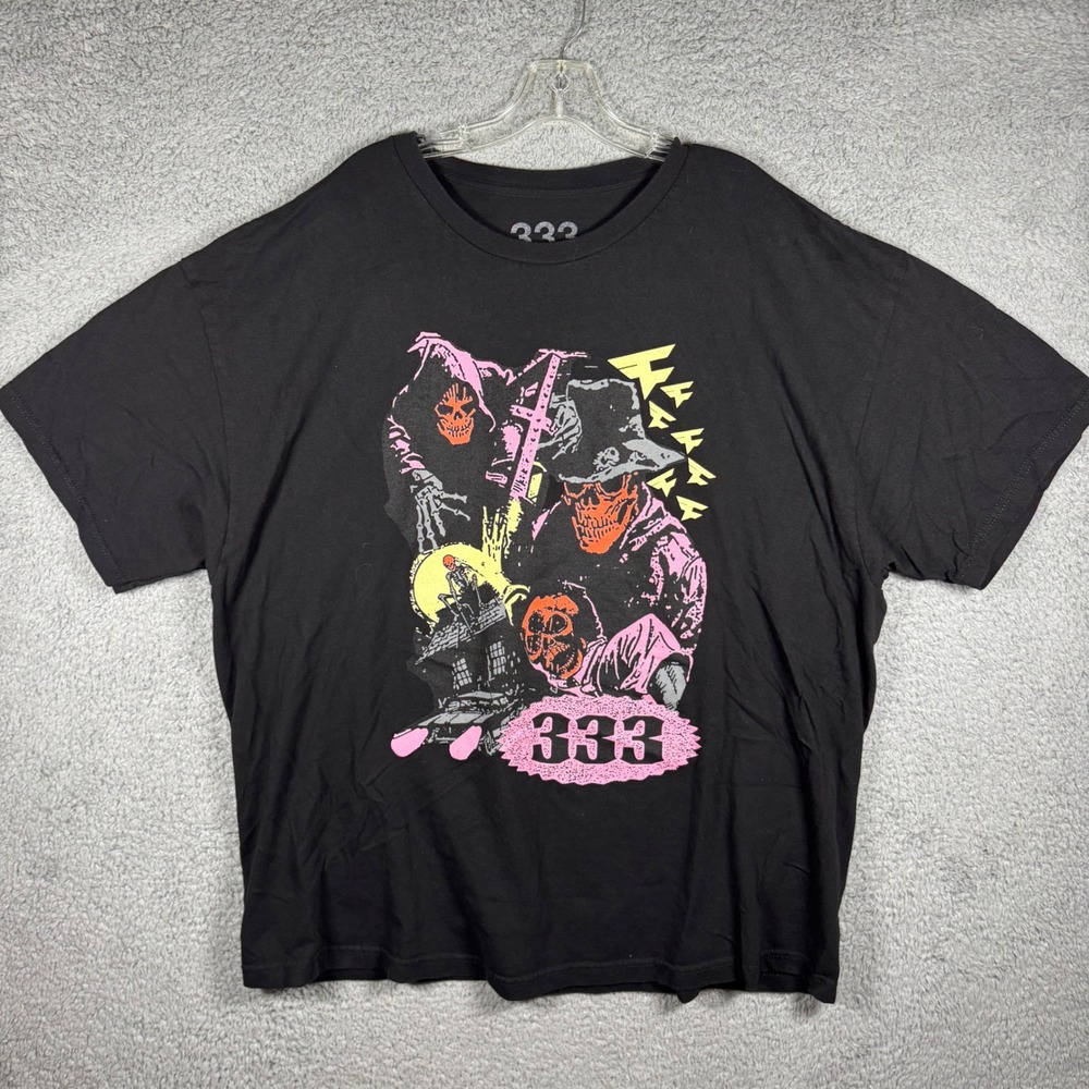 Half Evil 333 Grim Reaper Concert T-Shirt Mens 3XL Black Streetwear Short Sleeve